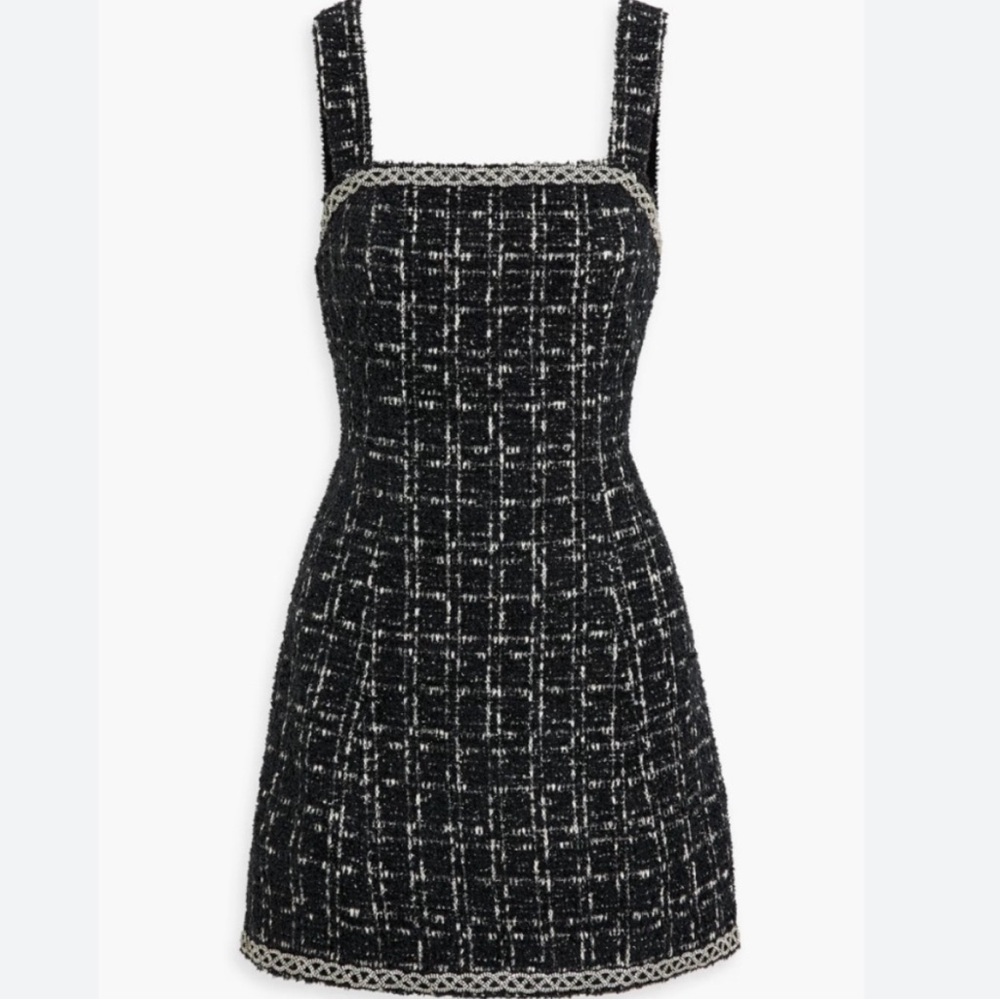 ALICE AND OLIVIA Liran Embellished Tweed Midi Dress
